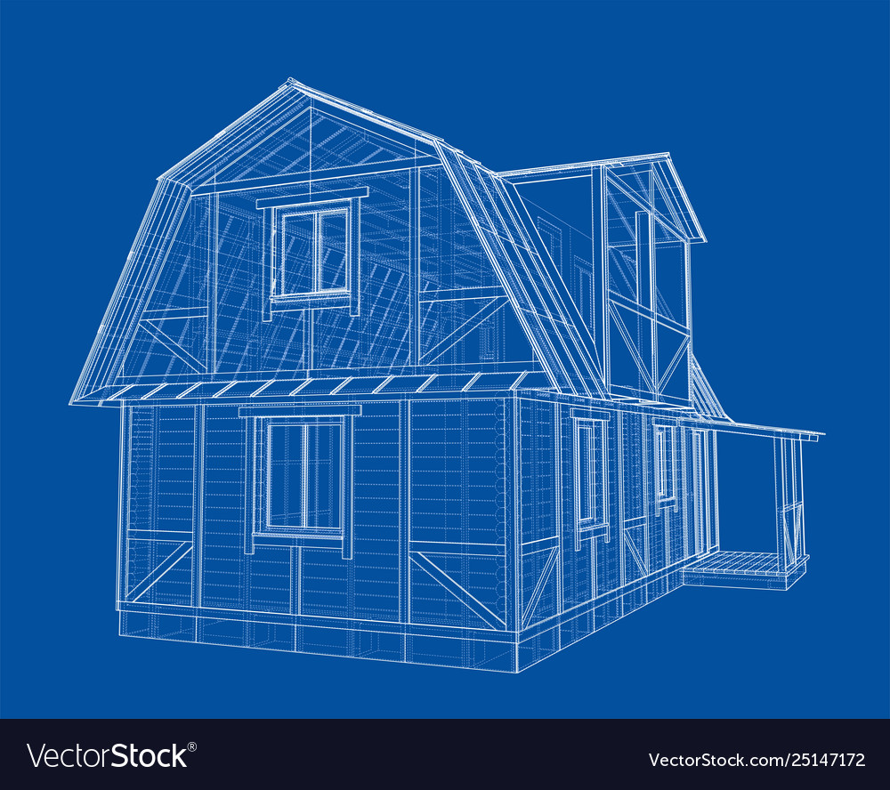 House sketch rendering 3d Royalty Free Vector Image