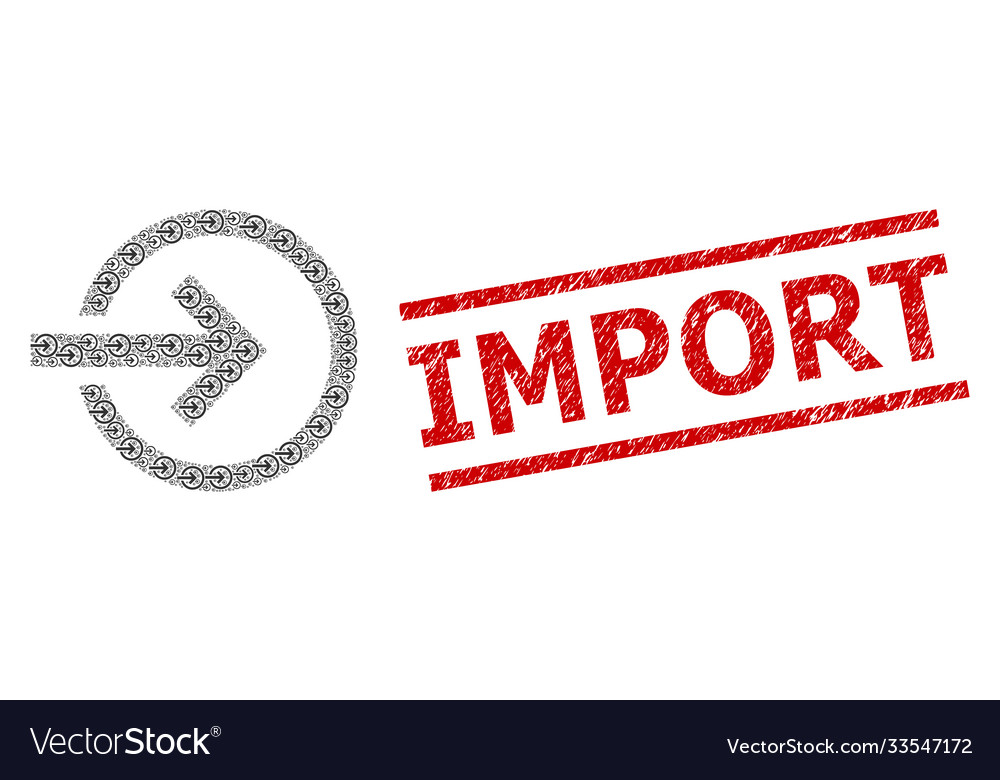 Import recursion mosaic items and grunge vector image Import recursion mosaic items and grunge