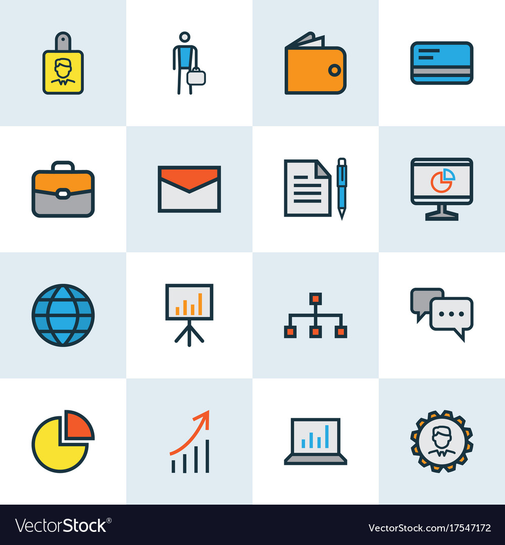 Job colorful outline icons set collection