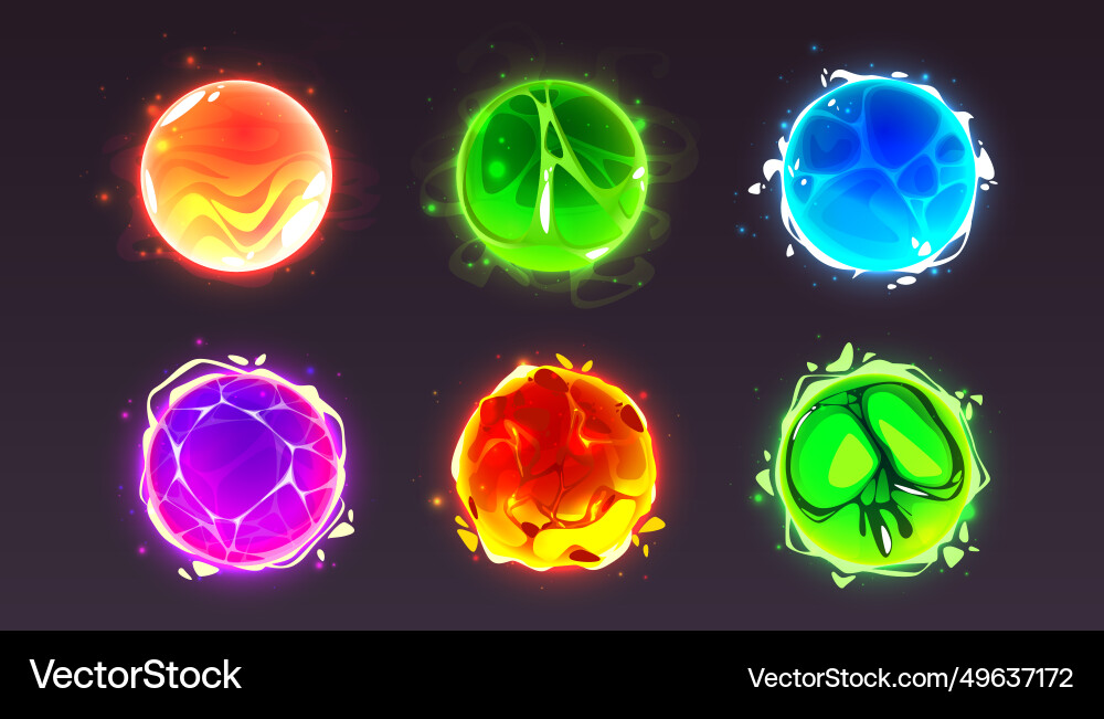 Magic energy effect ball crystal orb power icon Vector Image