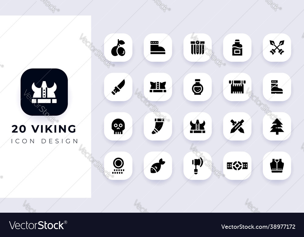 Minimal flat viking icon pack