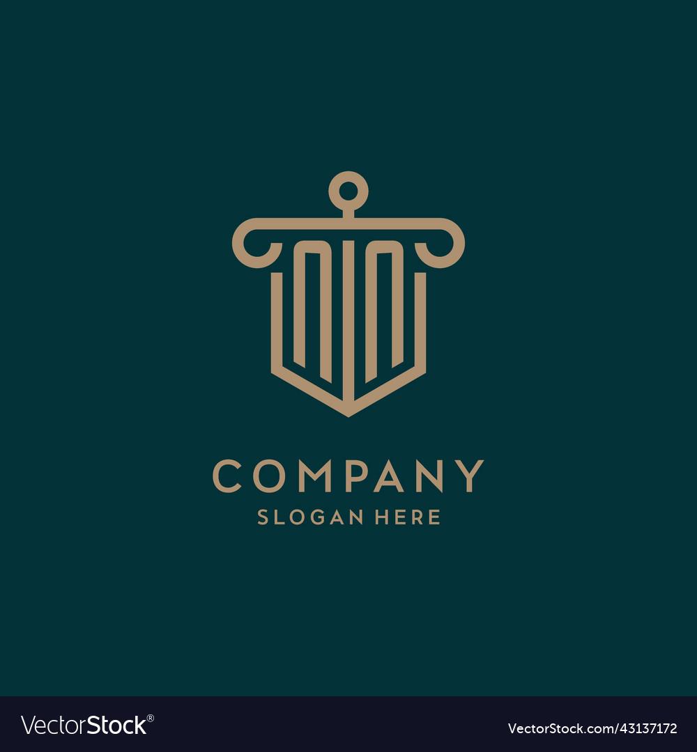 Nn monogram initial logo design with shield
