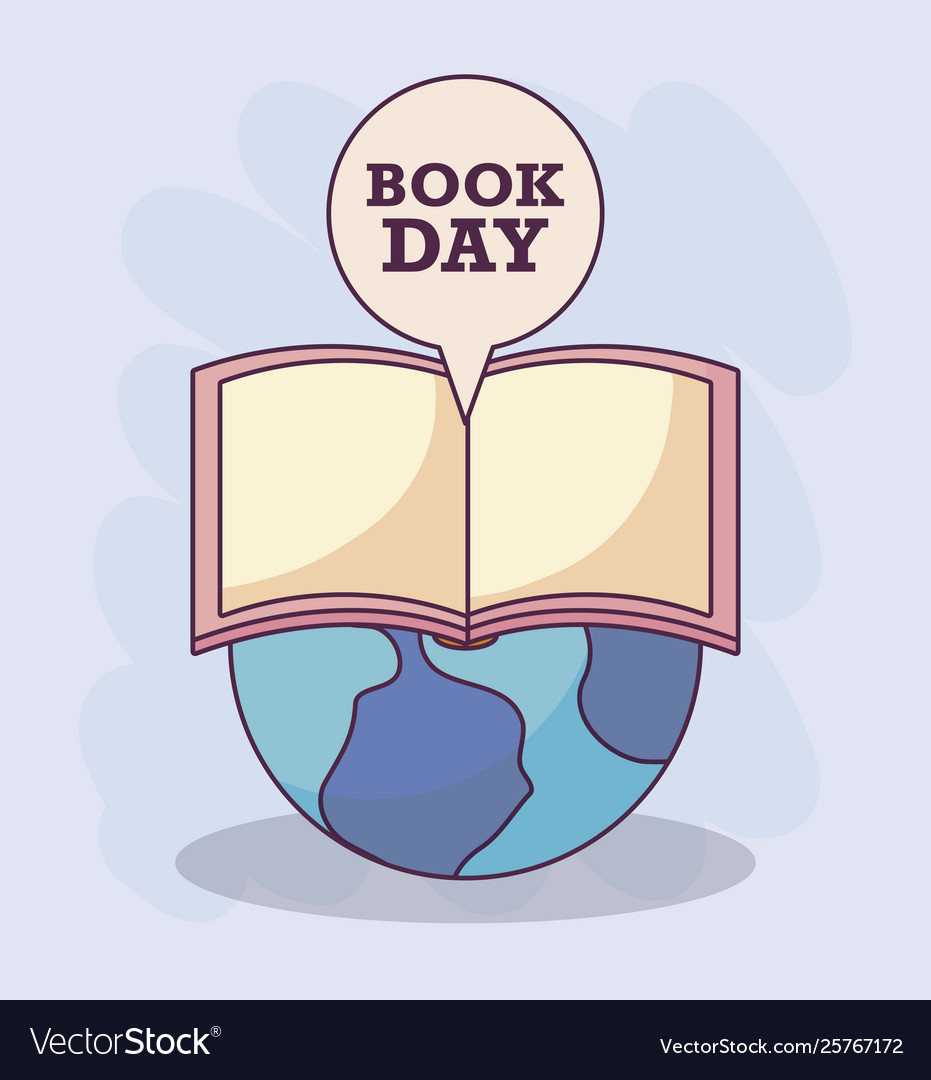 Poster book day international with planet earth