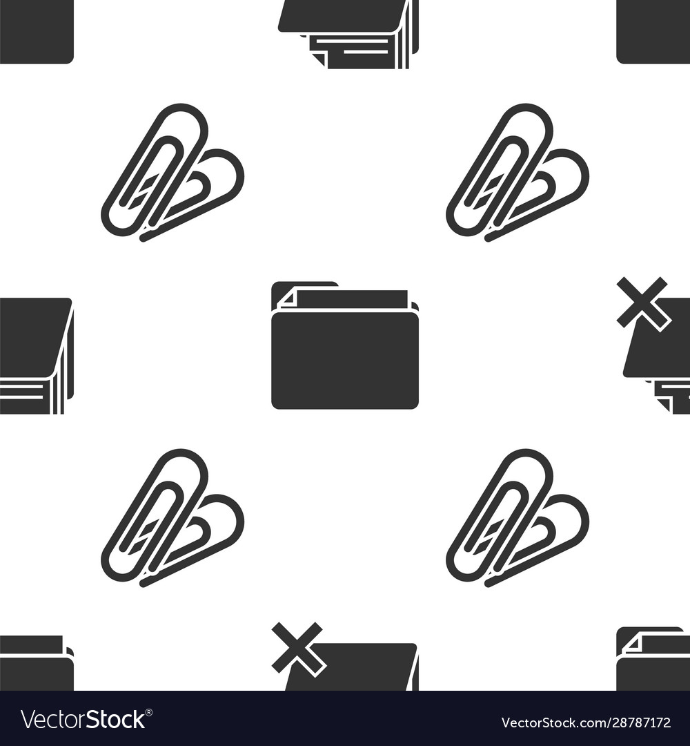 Set delete folder document and paper clip vector image Set delete folder document and paper clip
