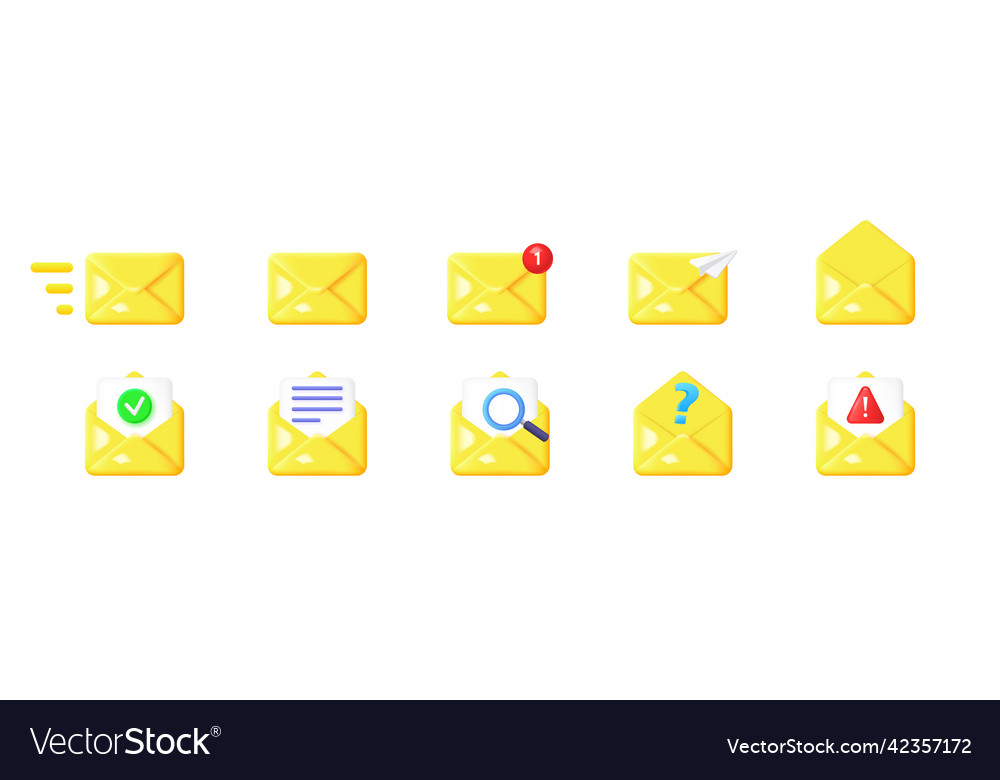 Set of 3d message icons isolated on white