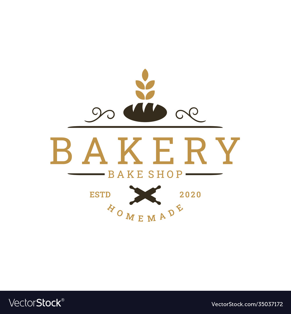 Vintage retro bakery bake shop sticker label logo Vector Image