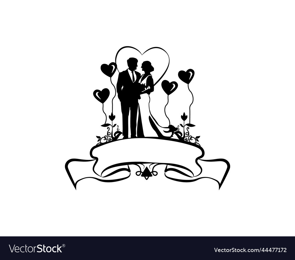 Wedding silhouette clipart banner Royalty Free Vector Image