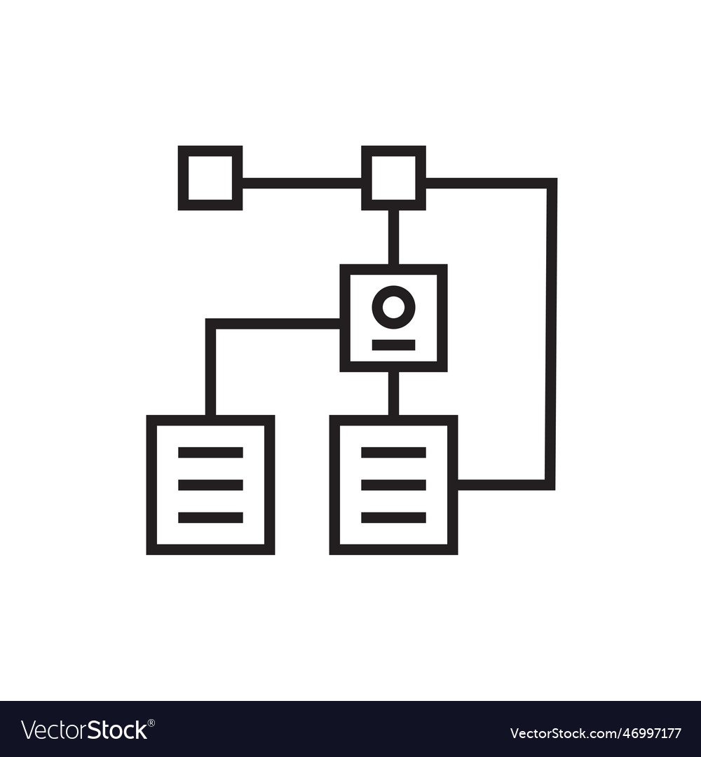 Algorithm data analysis icon with black outline vector image Algorithm data analysis icon with black outline