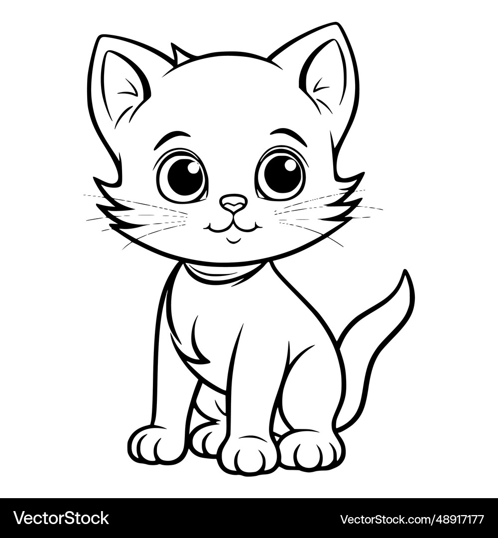 Cat standing coloring page drawing for kids Vector Image