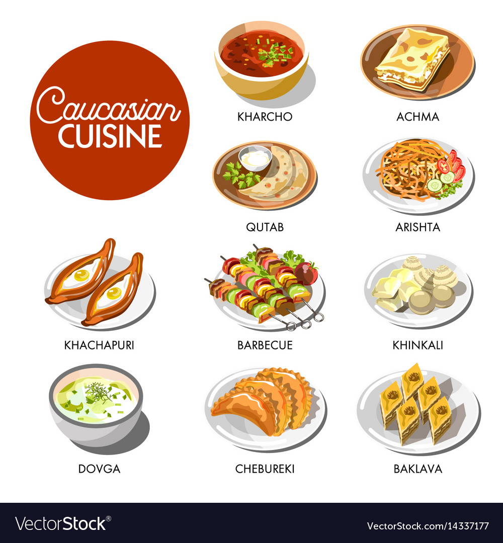 Caucasian cuisine menu layout Royalty Free Vector Image