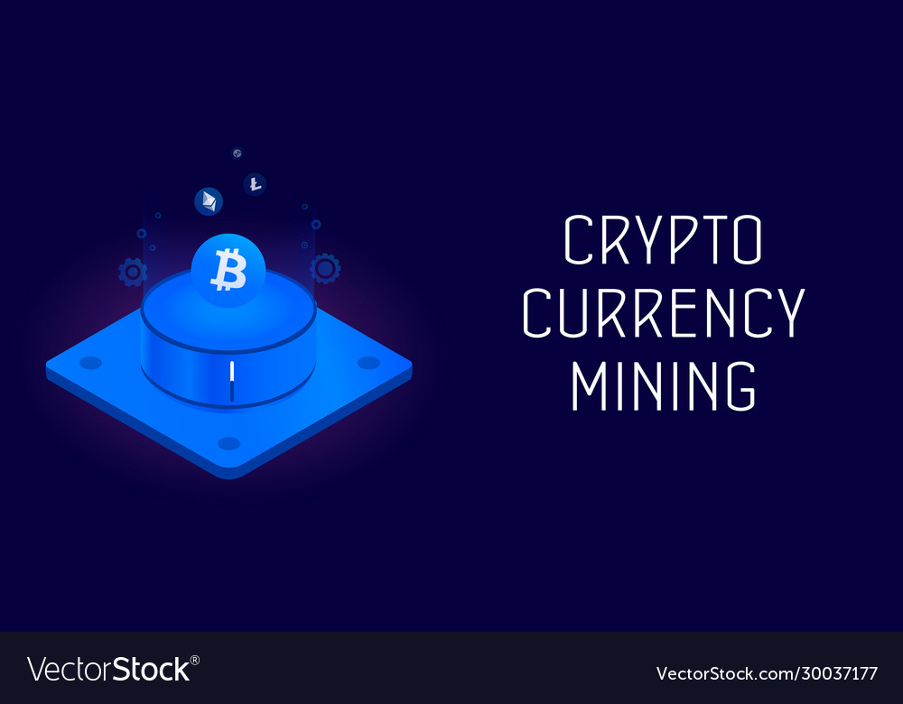 Cryptocurrency Bergbau horizontal isometric concept