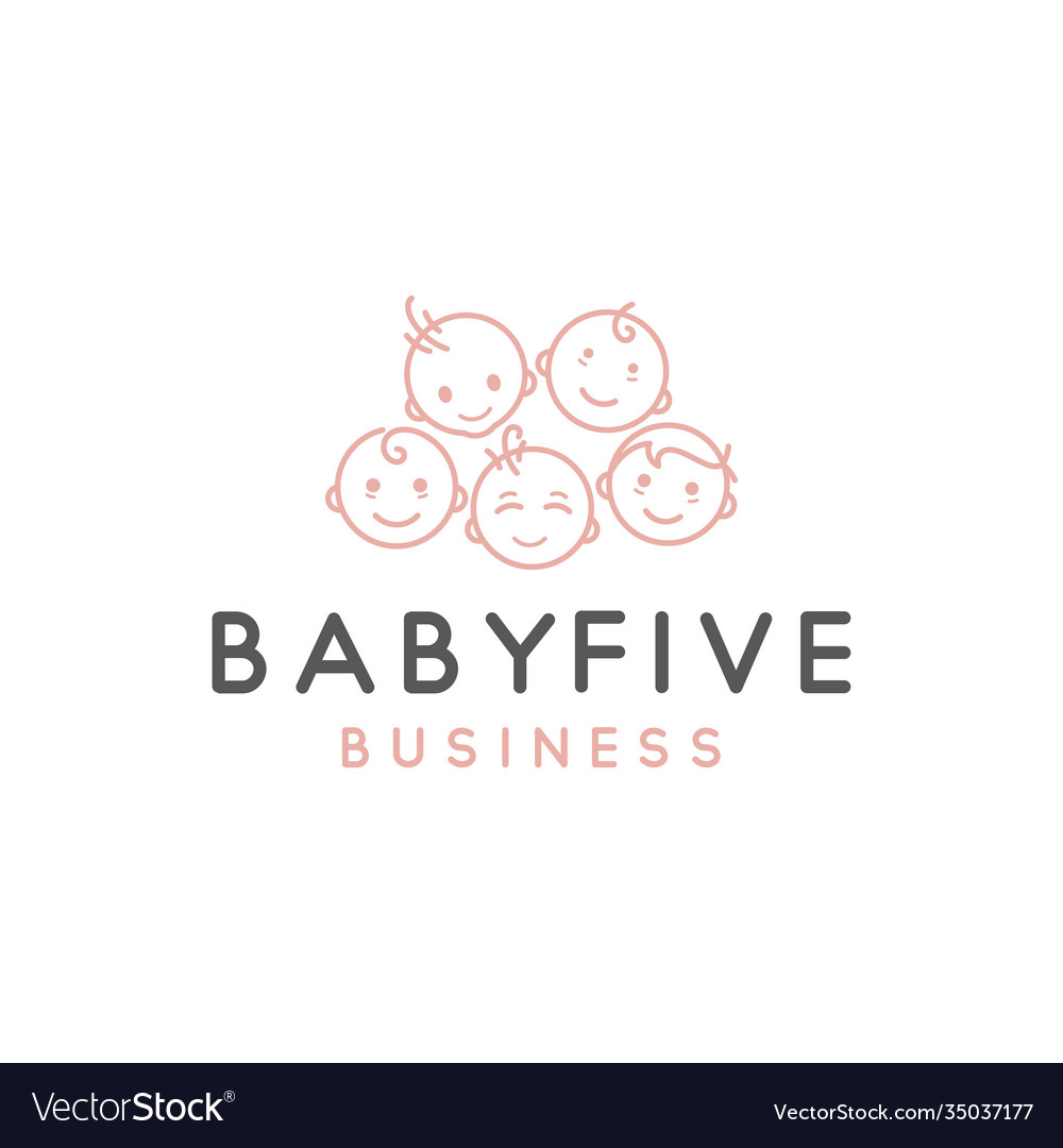 Cute happy baby toddler babies line outline Vector Image