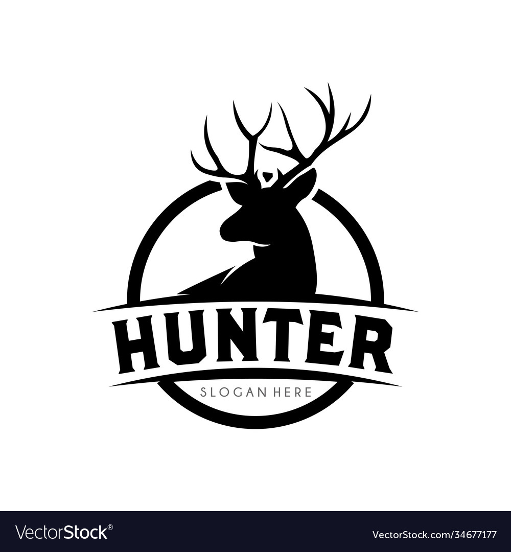 Deer hunter logo design template Royalty Free Vector Image