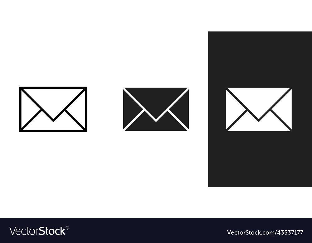 Flat simple paper envelope icons in 3 form vector image Flat simple paper envelope icons in 3 form