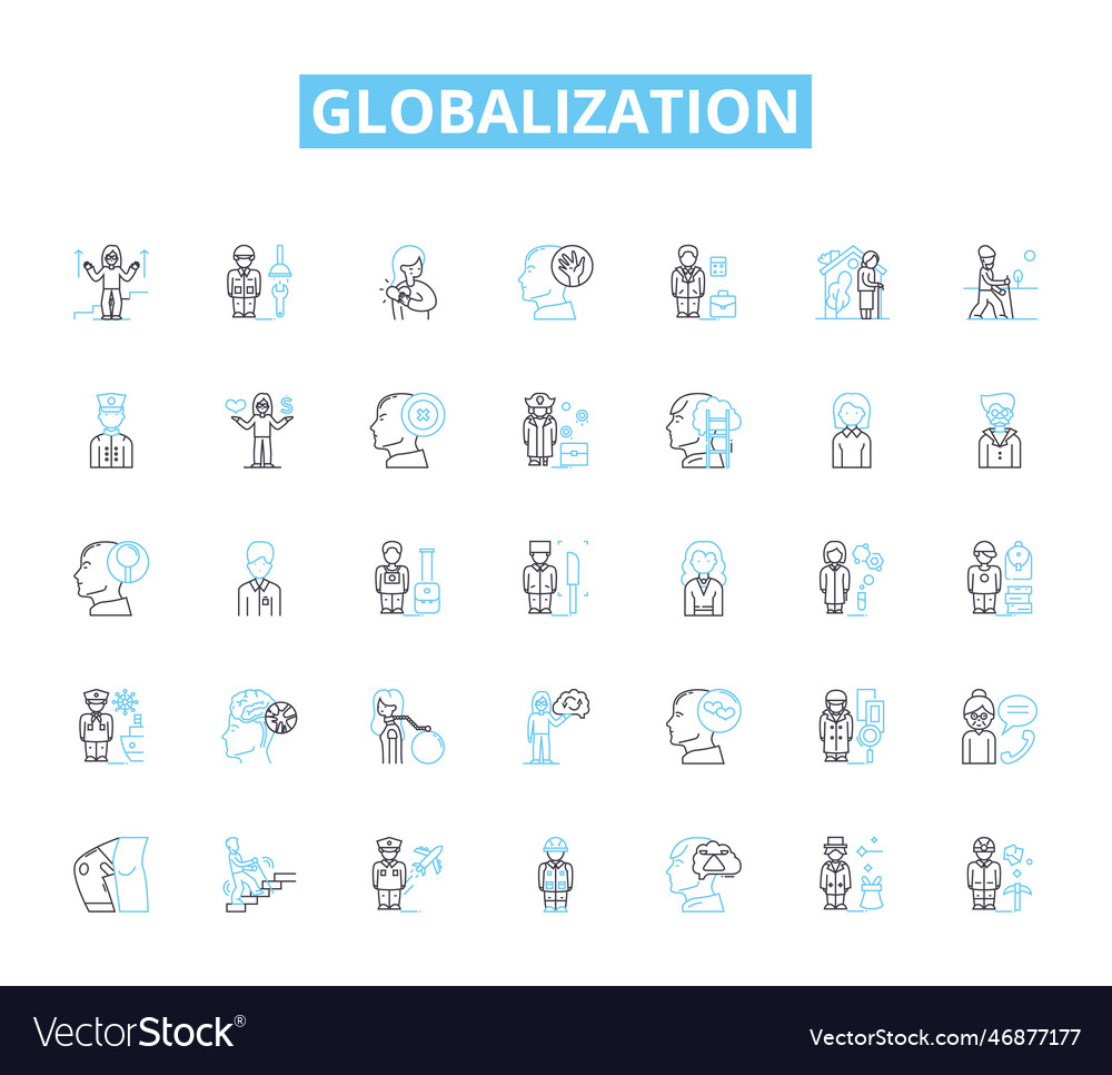Globalization linear icons set interconnectedness