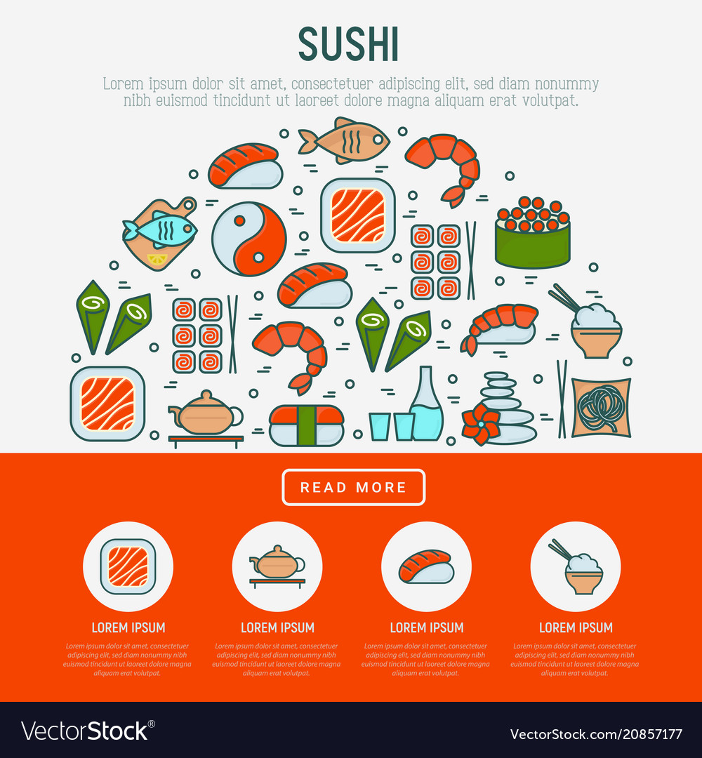 Japanese food concept in half circle