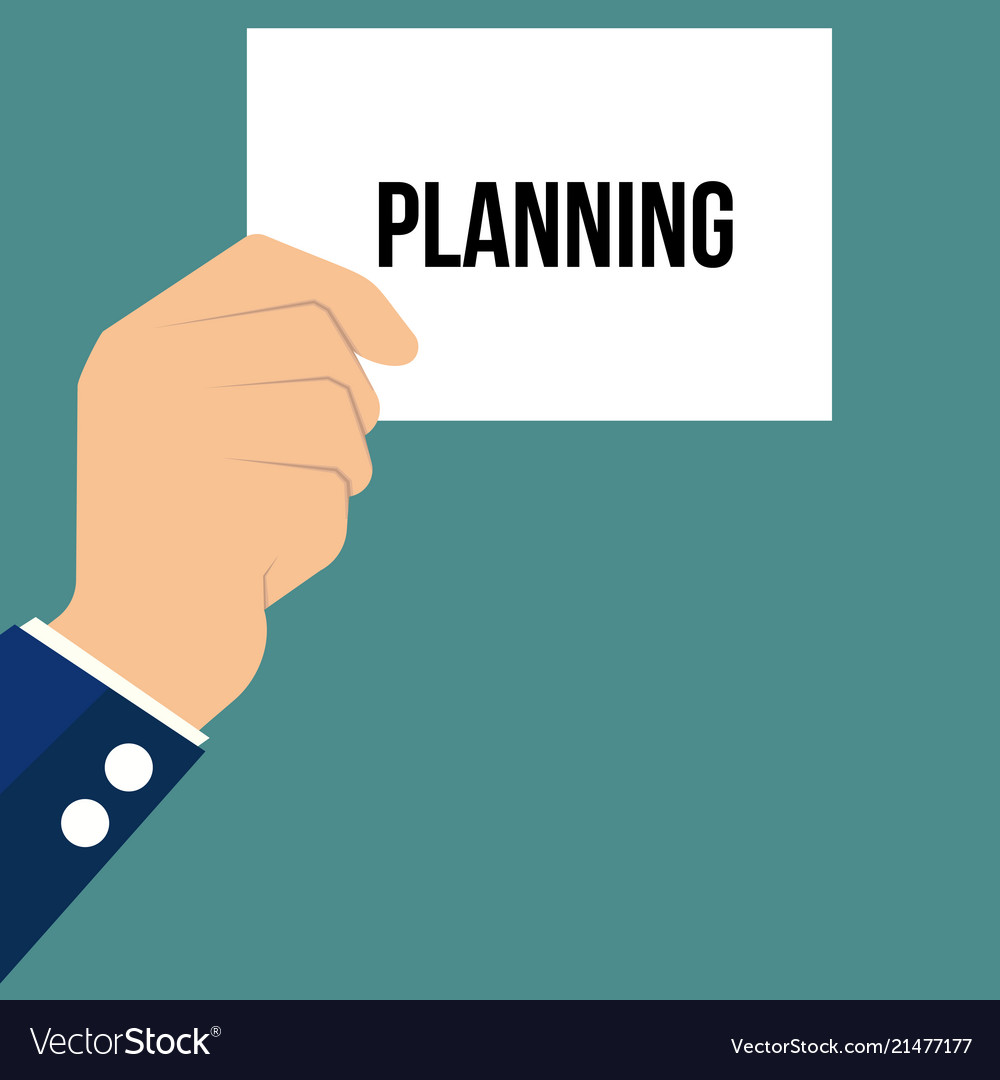 Man showing paper planning text Vector Image Man showing paper planning text