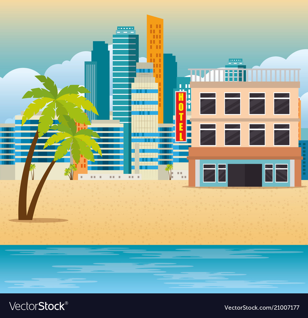 Miami beach cityscape scene