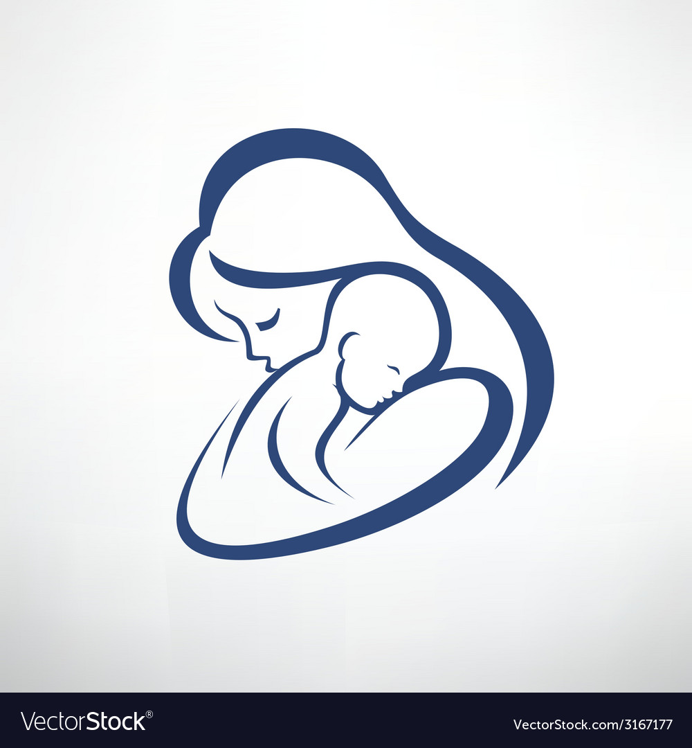 Mother and her basilhouette isolated symbol Vector Image