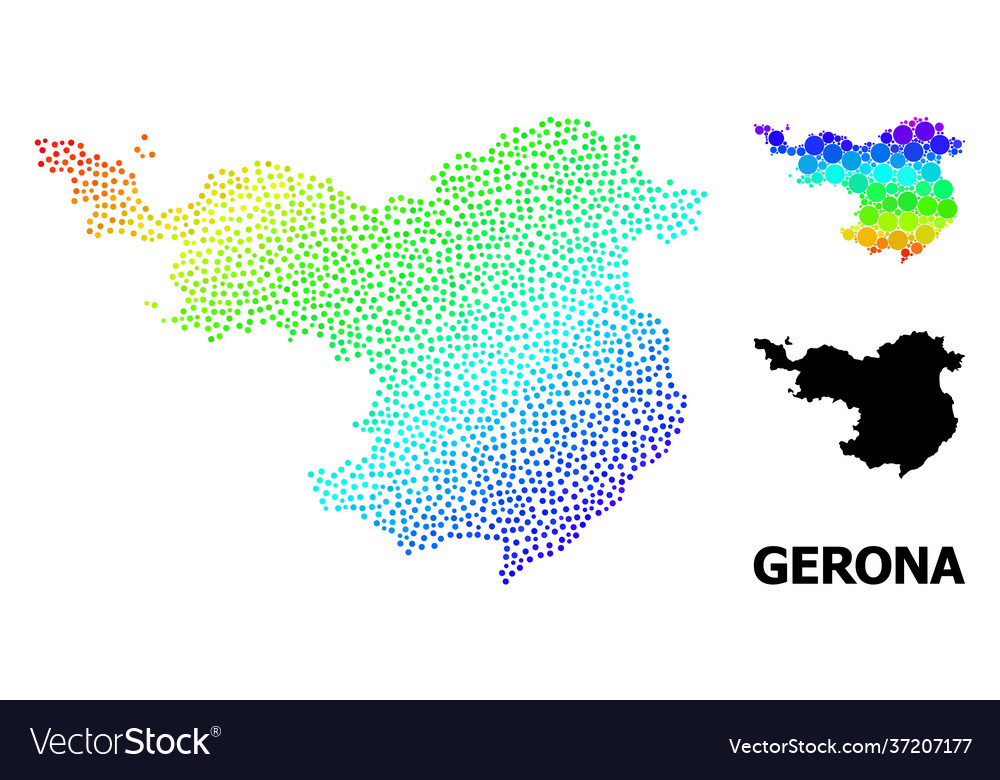 Rainbow colored pixelated map gerona