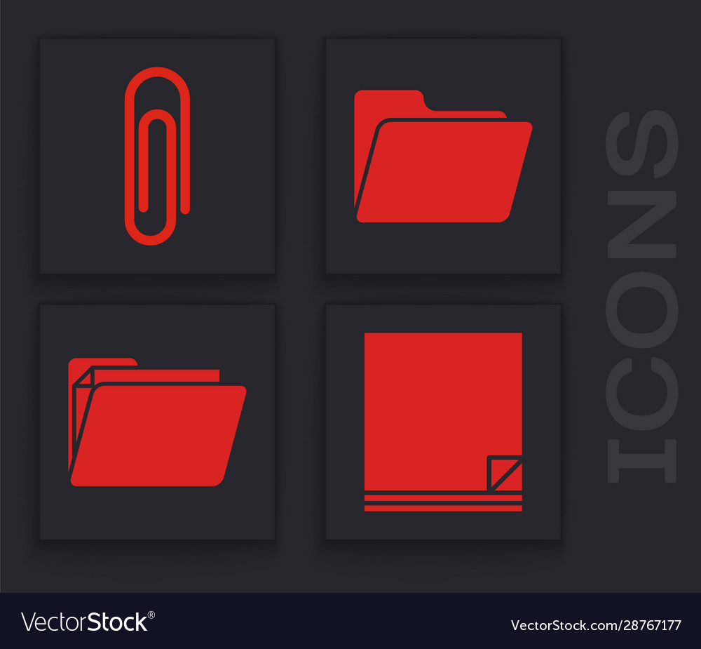 Set file document paper clip folder vector image Set file document paper clip folder