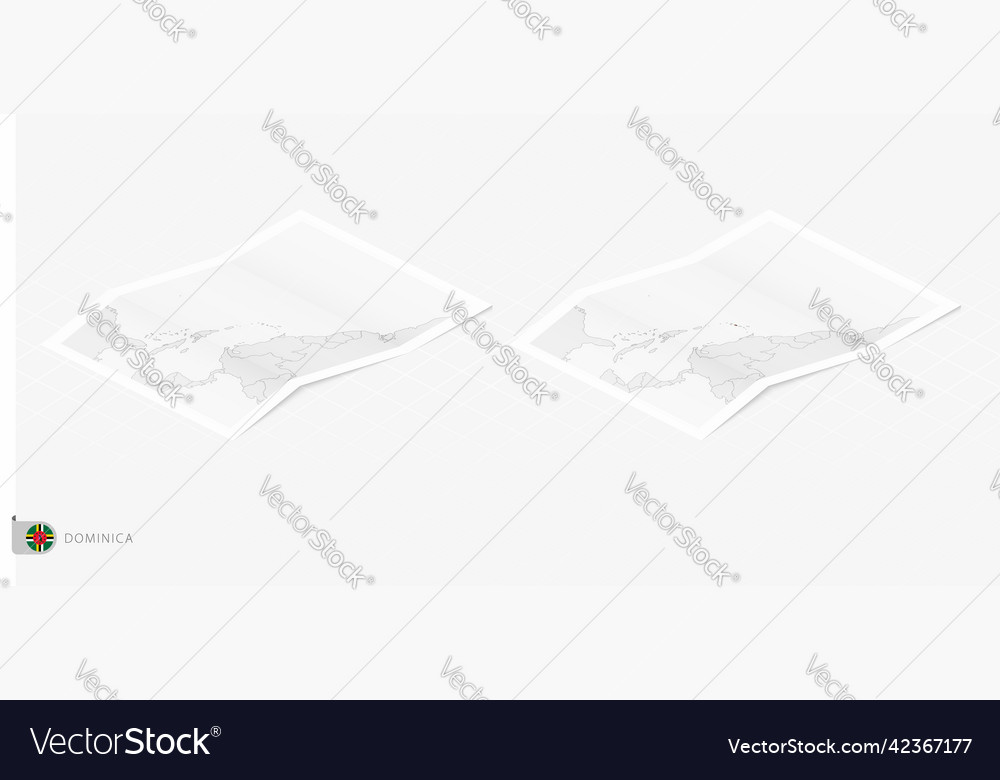 Set of two realistic map dominica with shadow