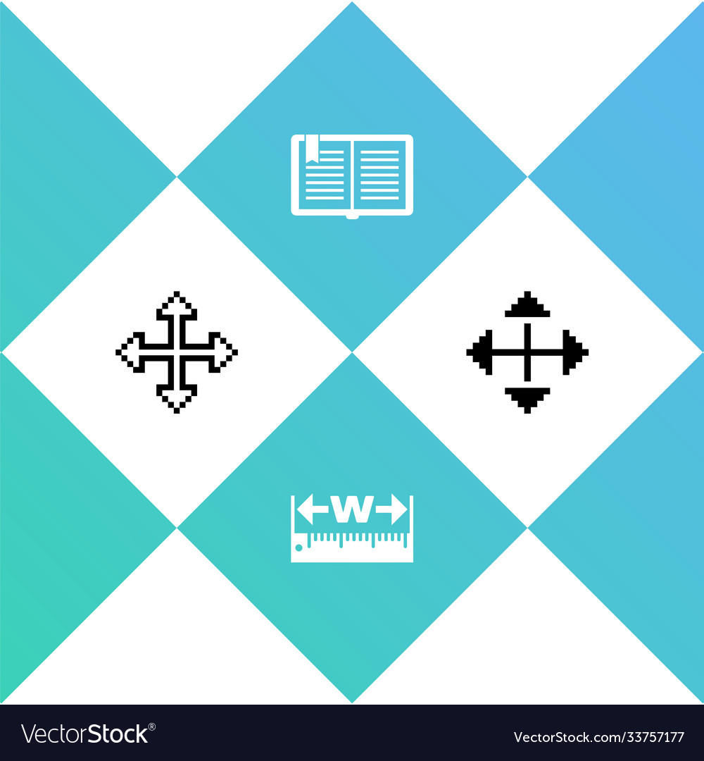 Set pixel arrows in four directions measuring Vector Image Set pixel arrows in four directions measuring