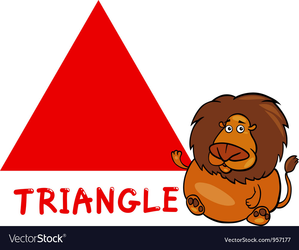Triangle shape with cartoon lion Royalty Free Vector Image Triangle shape with cartoon lion Royalty Free Vector Image