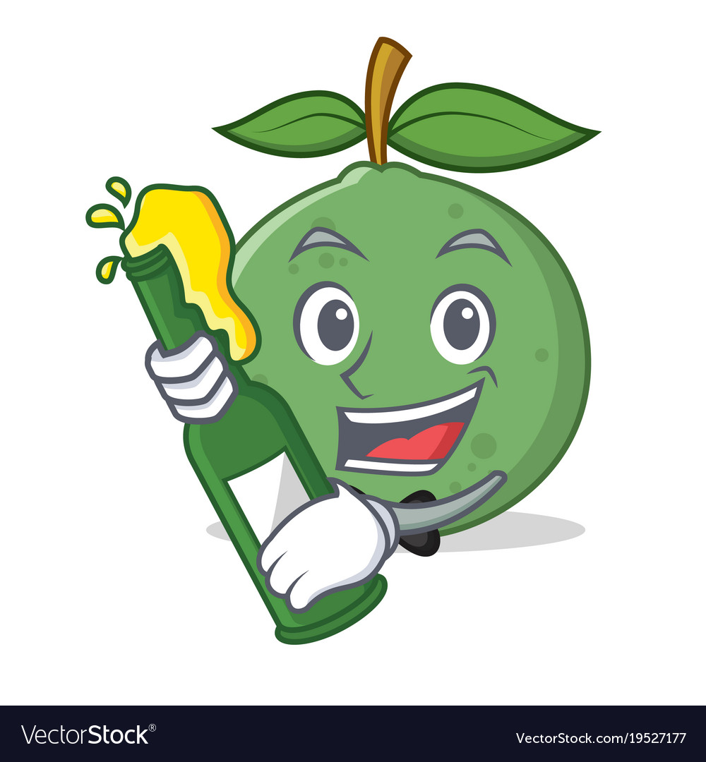 With beer guava mascot cartoon style