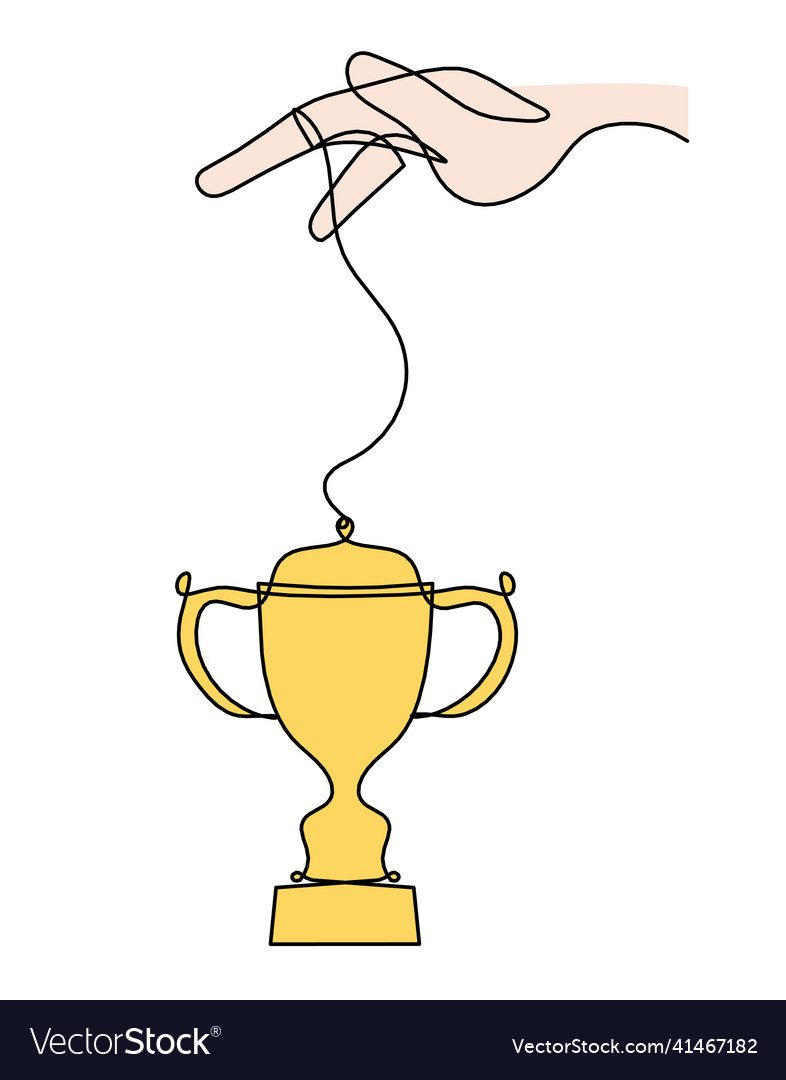 Abstract color cup with hand as continuous lines