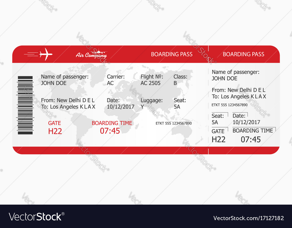 Airplane ticket boarding pass template Royalty Free Vector