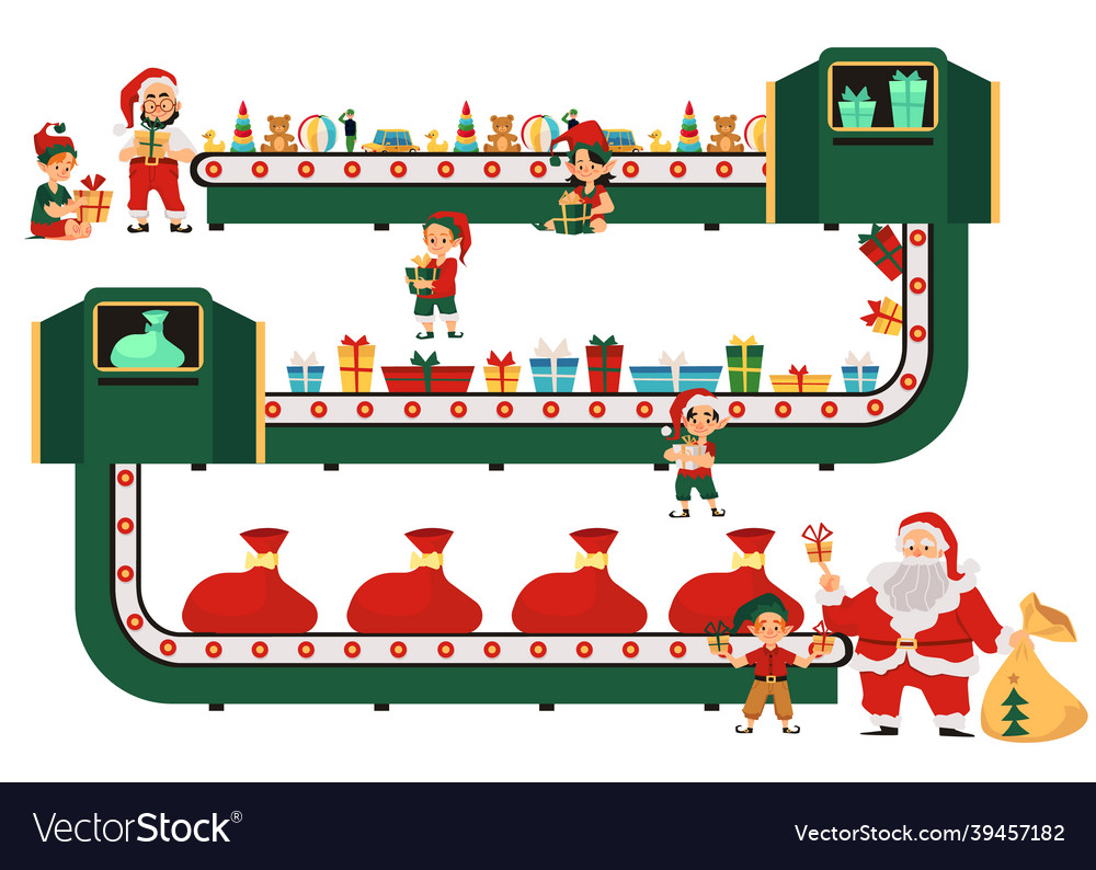 Christmas factory on production and package Vector Image