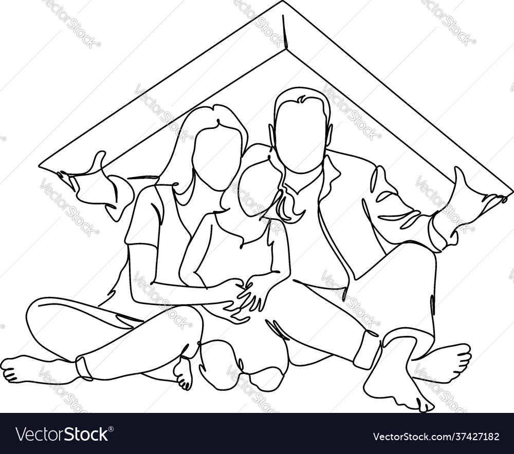 Continuous line drawing real estate agent vector image Continuous line drawing real estate agent