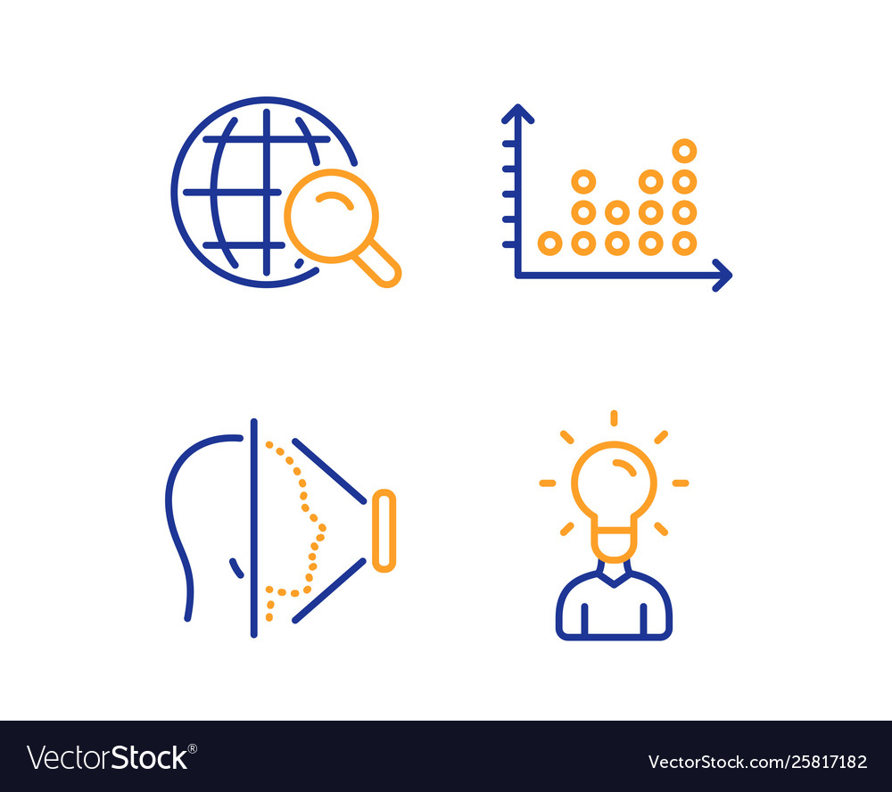 Dot plot face id and internet search icons set vector image Dot plot face id and internet search icons set