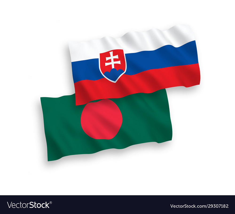 Flags slovakia and bangladesh on a white