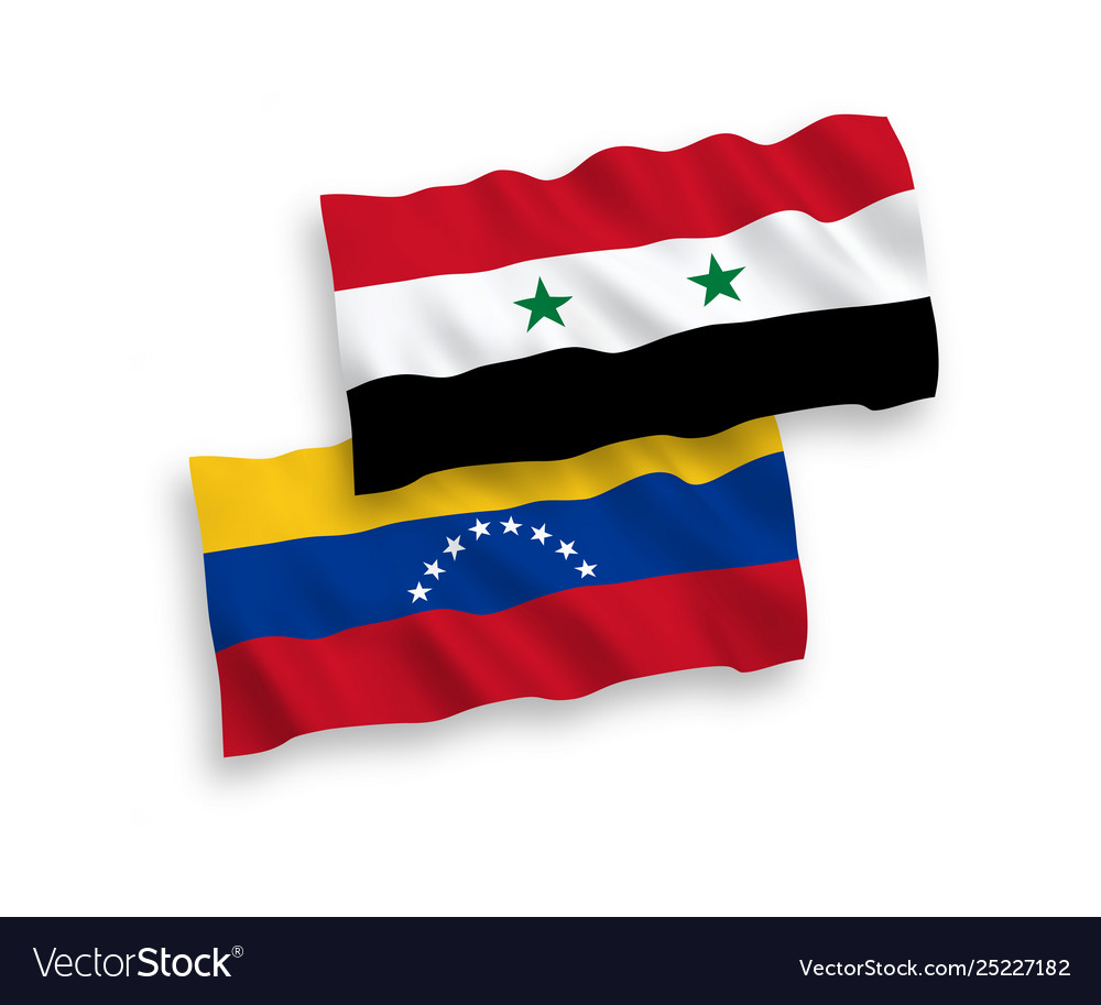 Flags venezuela and syria on a white background