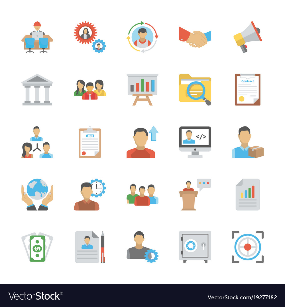 Flat icon set of human resource Royalty Free Vector Image