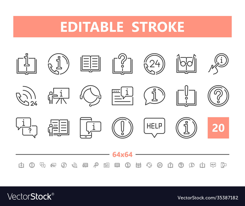 Help and support 20 line icons