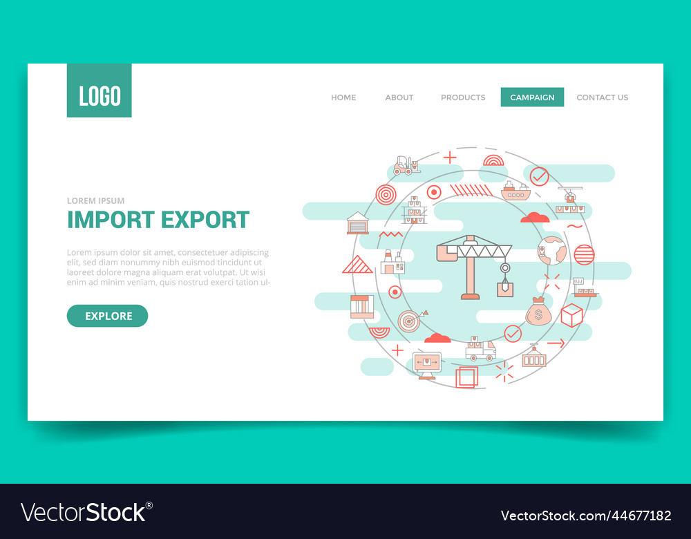 Import and export concept with circle icon vector image Import and export concept with circle icon