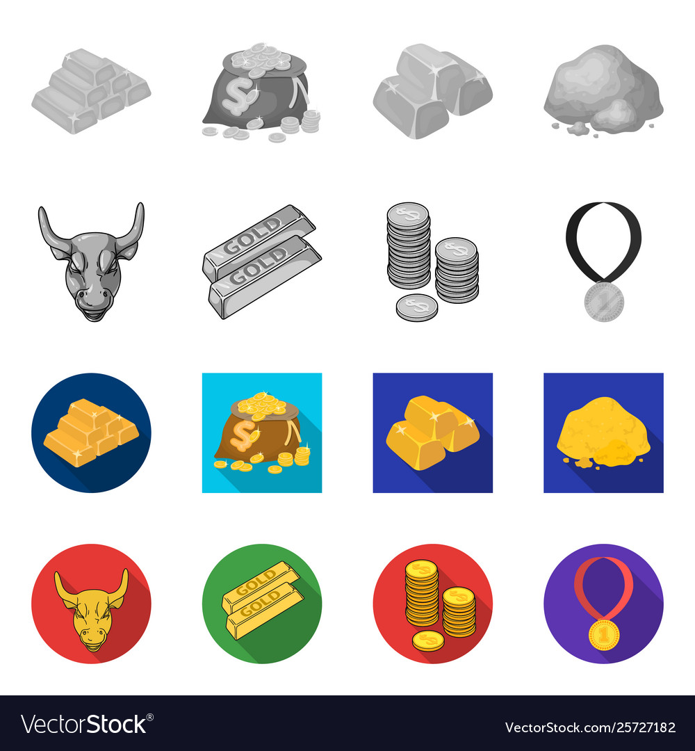 Isolated object and gold icon collection