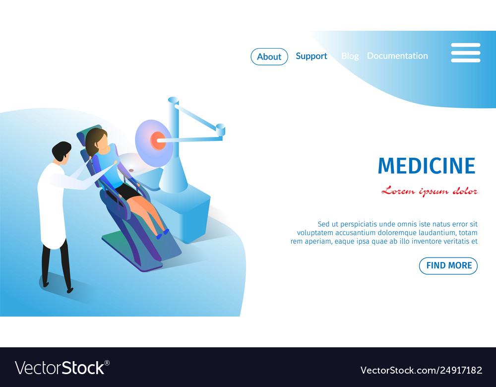 Medicine Horizontal Banner Girl In Medical Chair Vector Image