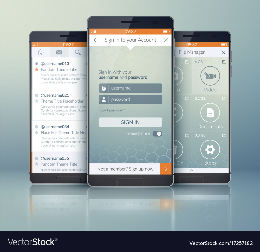 Verrassend Mobile social application design template Vector Image FY-47