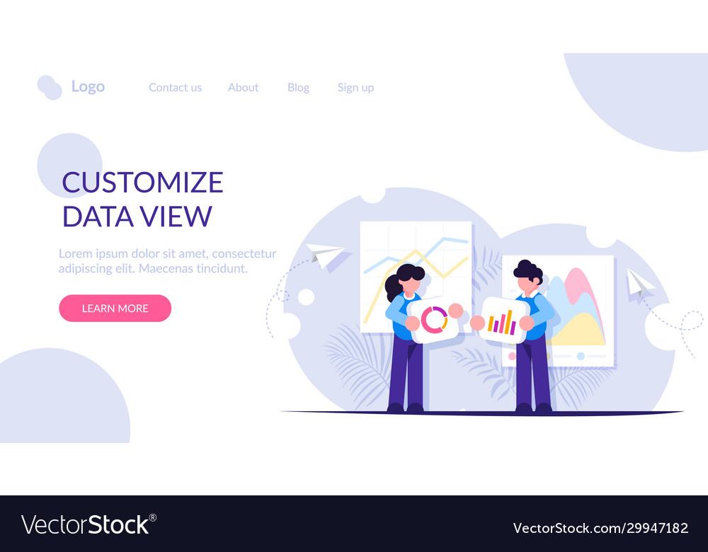 People build a dashboard and interact with graphs Vector Image People build a dashboard and interact with graphs