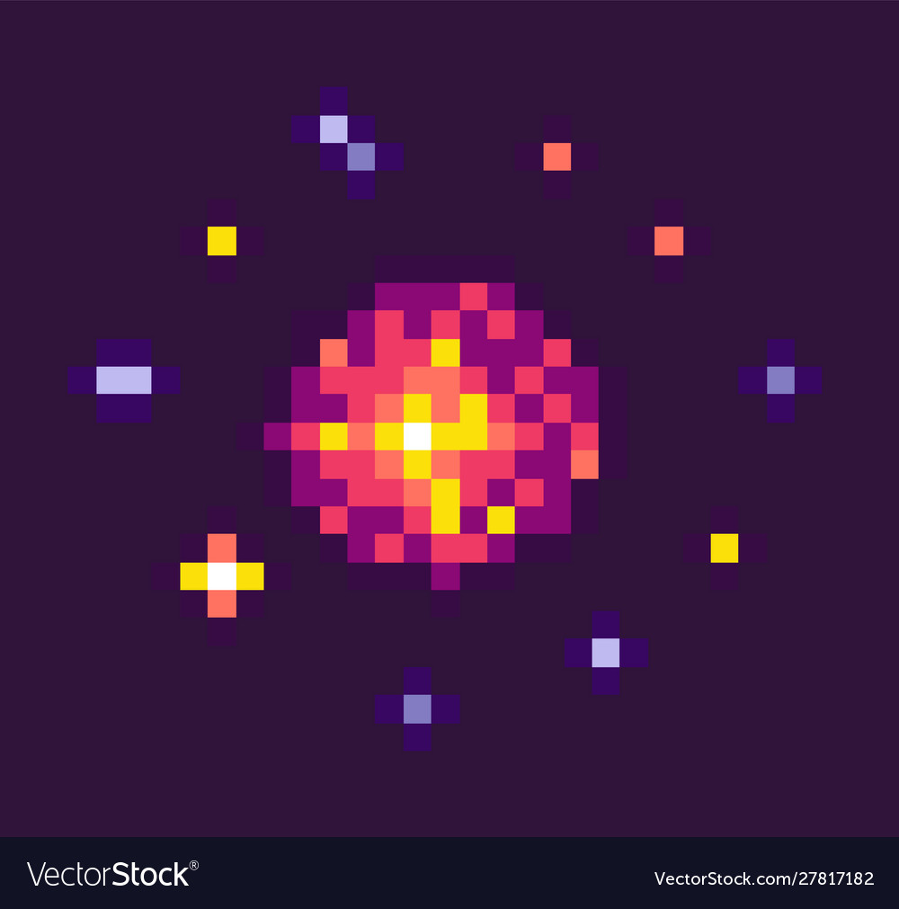 Powerful explosion for pixel game Royalty Free Vector Image