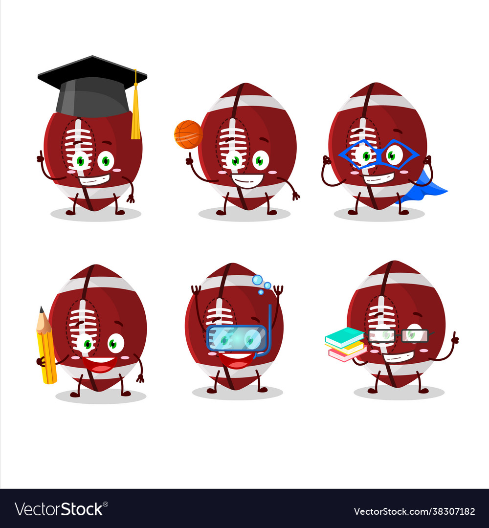 School student rugby ball cartoon character