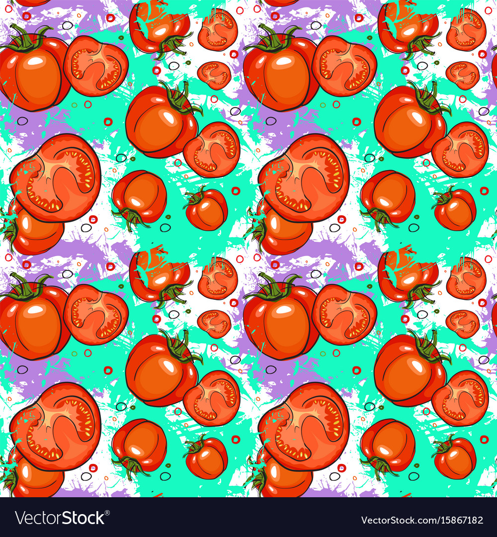 Seamless pattern tomato vegetables ornament