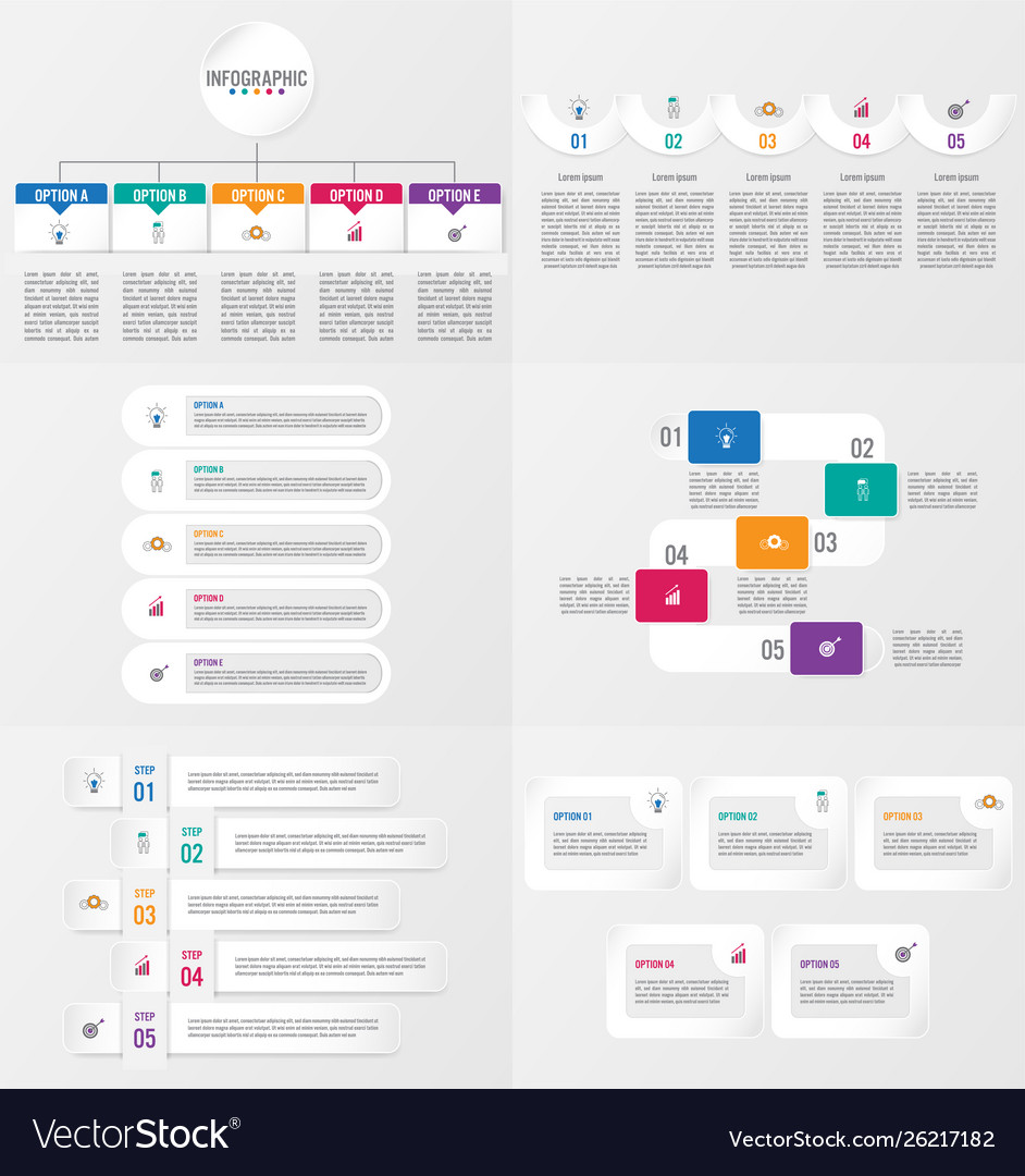 Set infographics element template with options