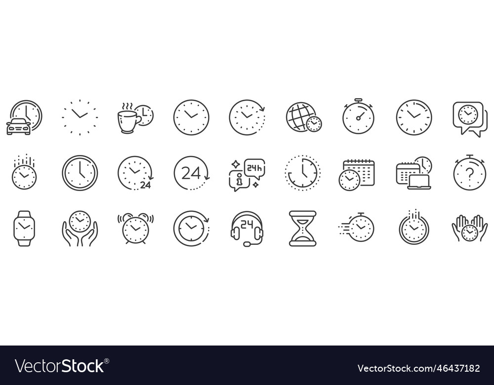 Time and clock line icons timer alarm
