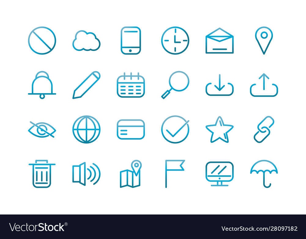User interface icons set blue gradient