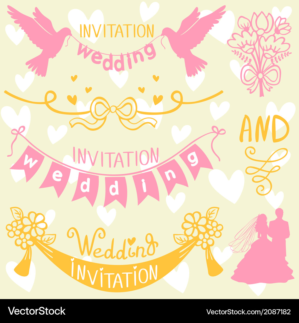 Wedding elements Royalty Free Vector Image - VectorStock